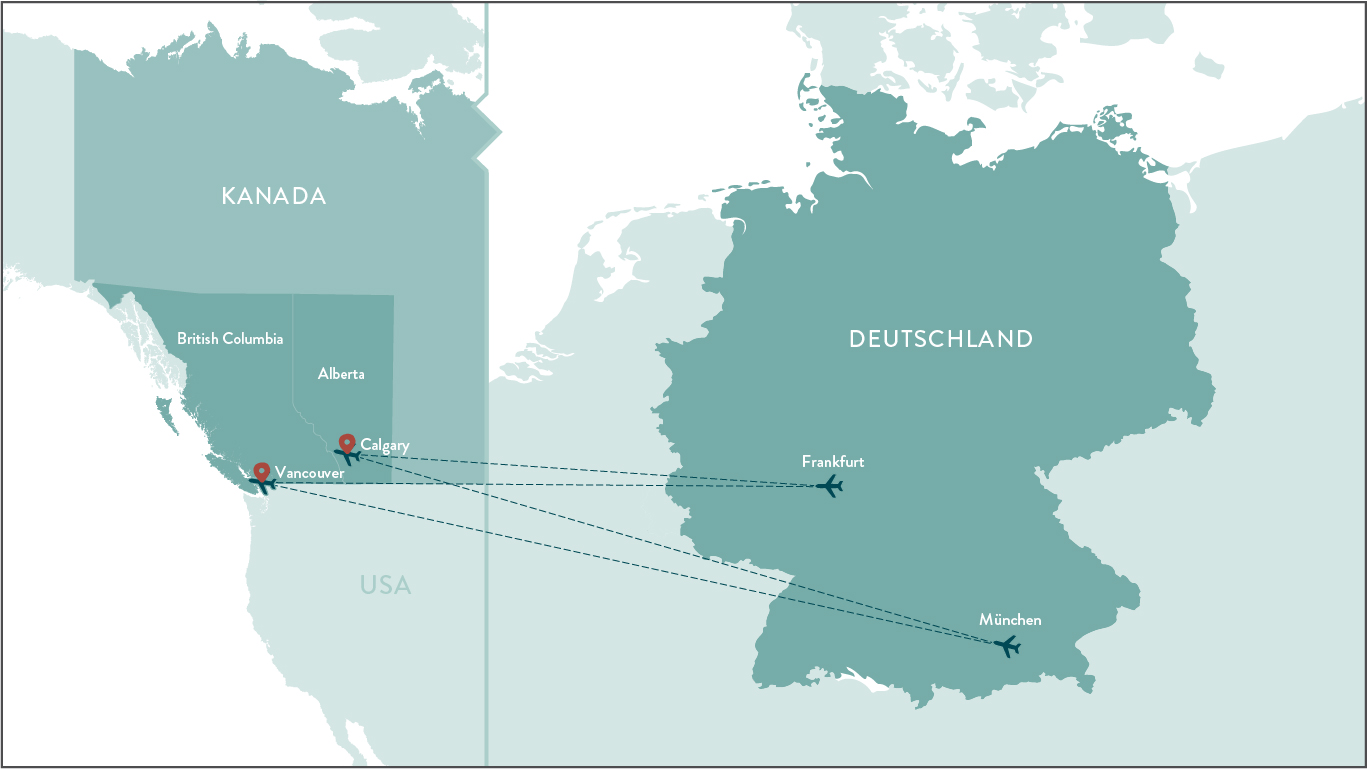 Germany to BC Flight Map