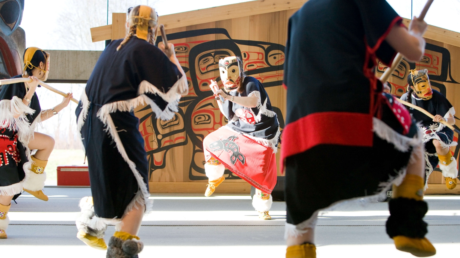 Traditional Indigenous dance performance at the Museum of Anthropology at UBC, Vancouver