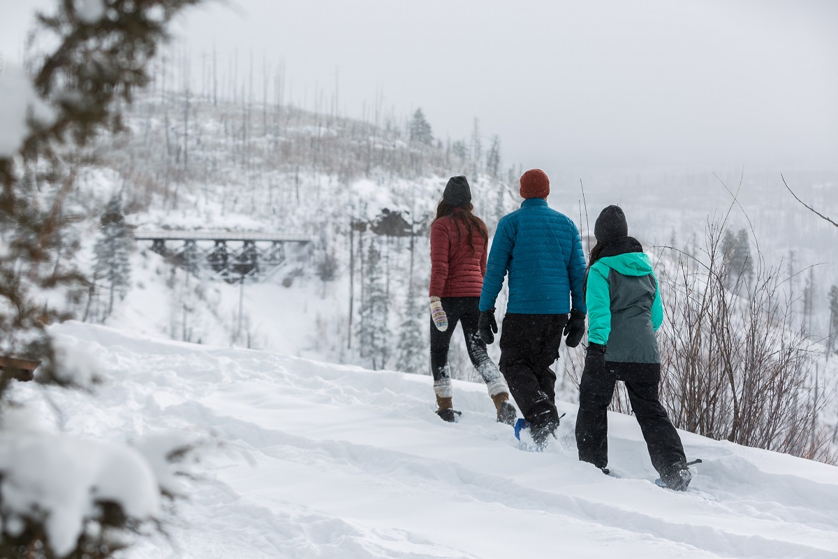Snowshoeing along the Kettle Valley Rail Trail in the Thompson Okanagan