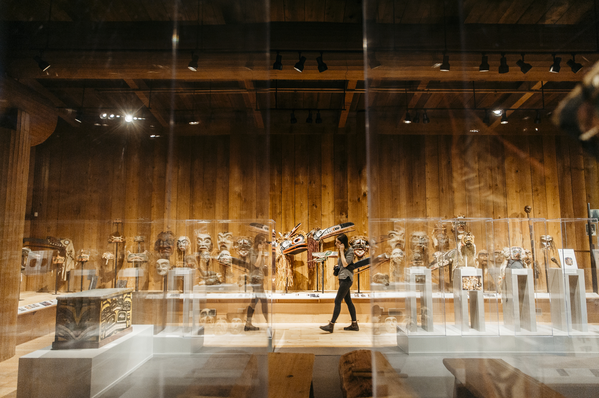 Indigenous art on display at the U'mista Cultural Centre on Vancouver Island in Alert Bay