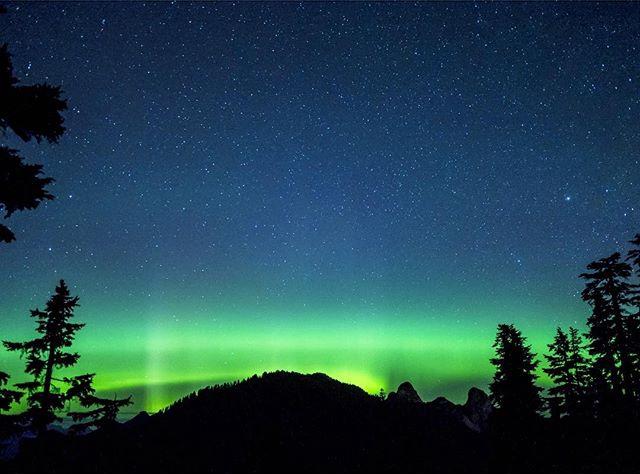 The Northern Lights seen from the Howe Sound Crest Trail near Vancouver
