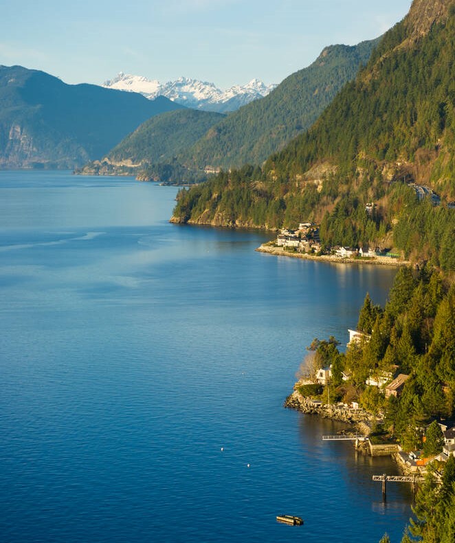 the sea to sky highway between vancouver and whistler in british columbia